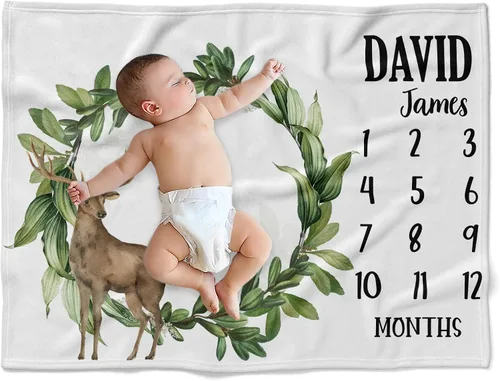Vista 24 de Manta de bebé de alpaca personalizada, manta de bebé con nombre personalizado, decoración de guardería de cactus, recién nacido, regalos