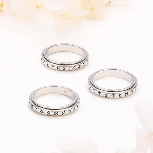 Vista 2 de Lonyinlg Anillo giratorio de plata de ley 925 para aliviar la ansiedad, anillo giratorio para TDAH y aliviar el estrés para mujeres y hombres