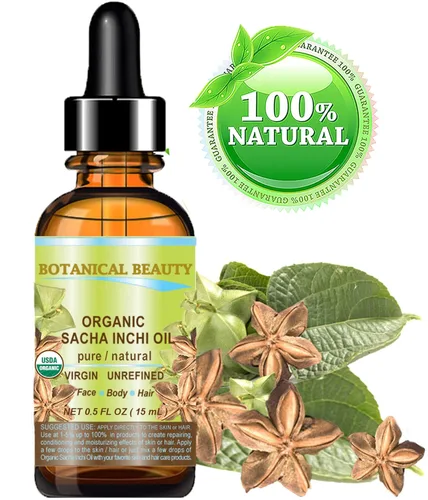 Vista 3 de Botanical Beauty Aceite orgánico de sacha inchi, 100% natural, puro, sin diluir, virgen, sin refinar, prensado en frío, aceite orgánico certificado