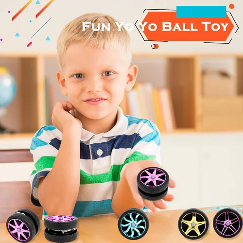 Vista 6 de 40 piezas de juguetes Yoyos de plástico con ruedas en varios colores para principiantes, adultos, adolescentes, cumpleaños, carreras, fiestas