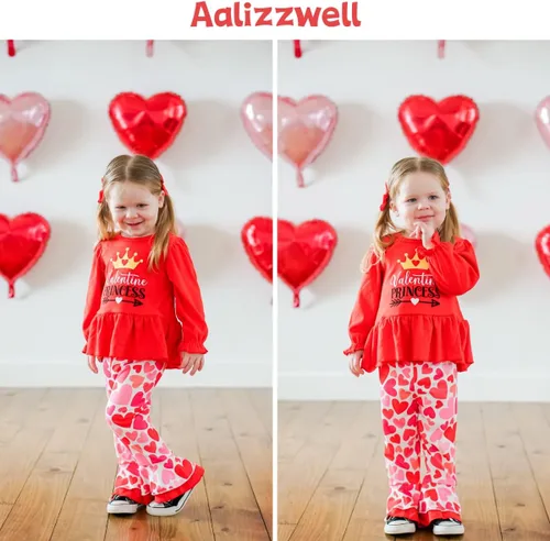 Vista 2 de Aalizzwell Toddler Girls Valentines Day Outfit