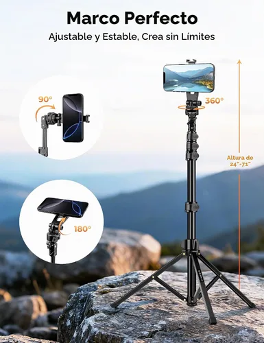 Vista 4 de Trípode magnético de 71 pulgadas para cámara de iPhone con control remoto