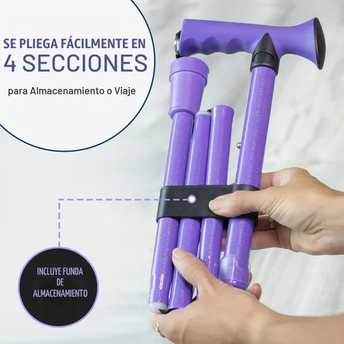 Vista 4 de HealthSmart Bastón plegable, bastón plegable de agarre suave y cómodo, bastón plegable ajustable, apto para FSA HSA, lavanda
