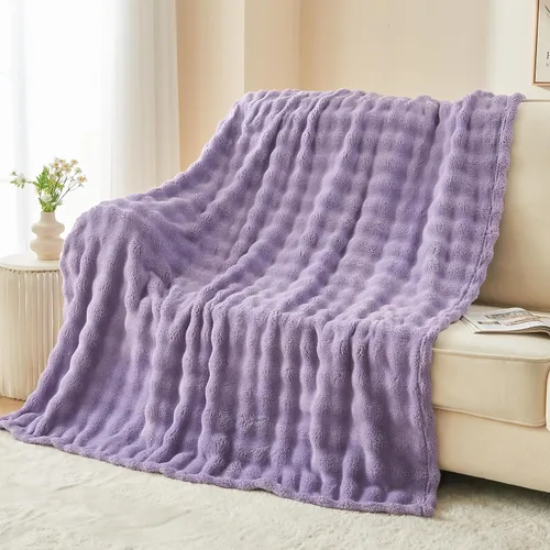 Vista 43 de NEWCOSPLAY Manta para Sofá Aqua Súper Suave de Franela Polar 3D Burbuja Ligera Manta de Cama para Uso en Todas las Estaciones (Aqua, Throw(50"x60"))