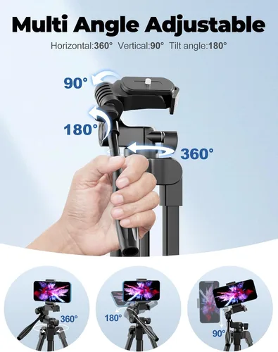 Vista 5 de EMART Soporte de trípode para teléfono de 61 pulgadas con cuello de ganso flexible, trípode portátil para iPhone y cámara, soporte aéreo