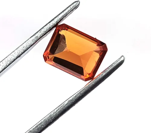 Vista 5 de Maravillosa Mejor Oferta 4.00 Quilates Tratado Natural Naranja Zafiro Sri Lanka Forma Esmeralda Certificado Piedra Preciosa #275, Gema, Sin gemas.