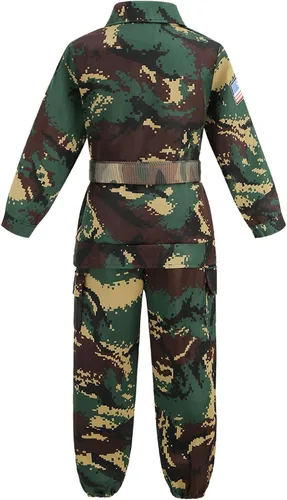 Vista 2 de yolsun Disfraz de soldado de combate de camuflaje para niños de lujo