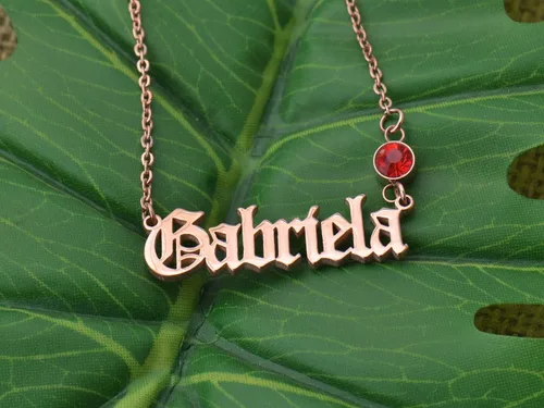 Vista 5 de HUAN XUN Collar con nombre de piedra natalicia, lindo para él