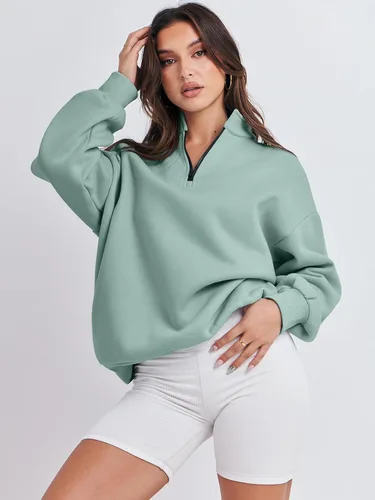 Vista 8 de ANRABESS Sudaderas de gran tamaño para mujer, sudaderas con capucha y media cremallera de 14, ropa de otoño 2024 Y2k