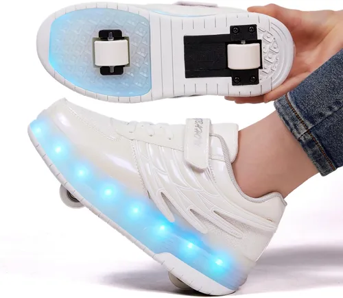 Vista 2 de Zapatillas de patinaje LED para niñas y niños con ruedas