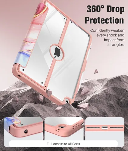 Vista 6 de MoKo Funda para iPad de 9ª generación con soporte para lápices, funda para iPad de 8ª/7ª generación de 10.2 pulgadas, protector de pantalla