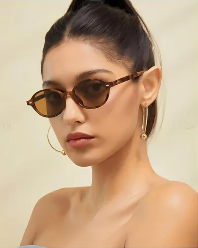 Vista 2 de ADE WU Lentes de sol ovalados de moda para mujer, estilo retro vintage de los años 90, lindos lentes de sol pequeños