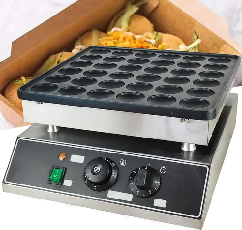 Vista 9 de Mini panqueques para mini panqueques holandeses de doble placa de 110 V, panqueque eléctrico comercial para restaurante y uso doméstico