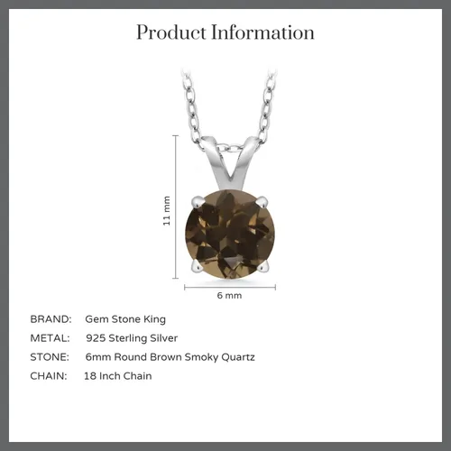Vista 205 de Gem Stone King Collar con colgante solitario de plata de ley 925 de 0.236 in con piedra natal redonda Collar de 4 puntas para mujer Con cadena