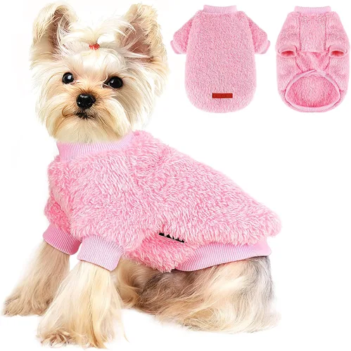 Vista 6 de Suéteres para perros pequeños, niña, perro macho, suéter, forro polar suave, ropa de invierno para mascotas, niño, niña, sudaderas de felpa, Negro