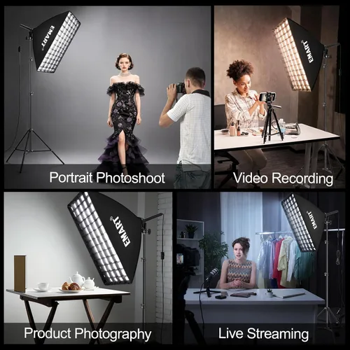 Vista 2 de EMART Kit de iluminación Softbox con rejilla, 85W 20"x28" caja suave para 85 W (3000-6500 K)