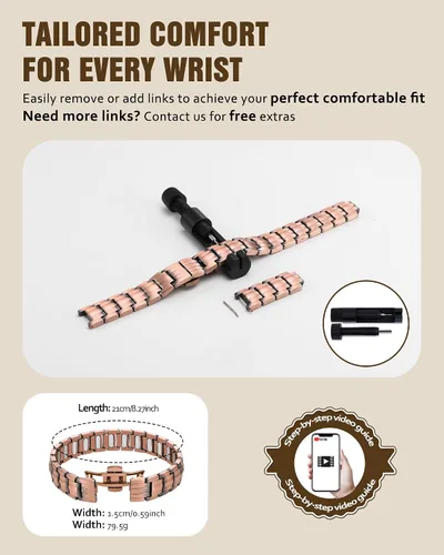 Vista 8 de Pulseras de cobre para hombre, pulseras magnéticas para hombres