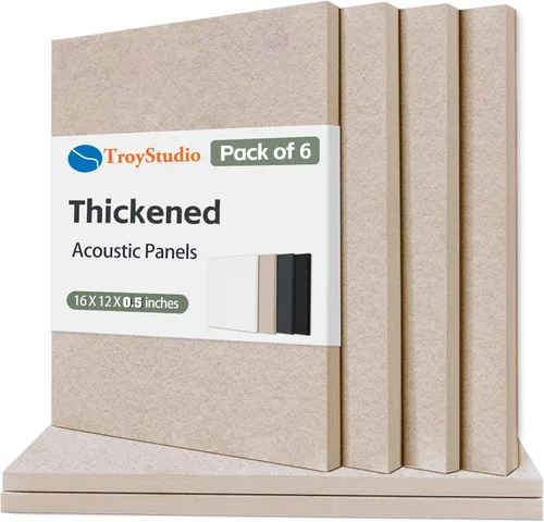 Vista 8 de TroyStudio - Panel acústico de 15.74 x 11.81 x 0.47 pulgadas, 6 unidades, densa insonorización y panel de absorción de sonido, tratamiento acústico