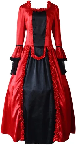 Vista 7 de Vestido de baile rococó para mujer, disfraz renacentista, vestido largo gótico victoriano, vestido gótico del siglo XVIII, vestidos temáticos