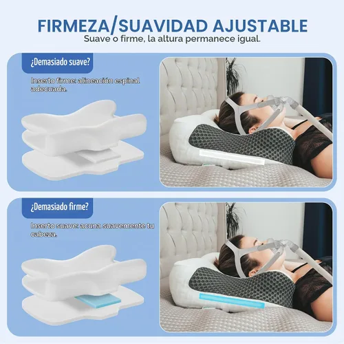 Vista 8 de Almohada CPAP Elviros HSA/FSA para dormir de lado y boca abajo Blanco