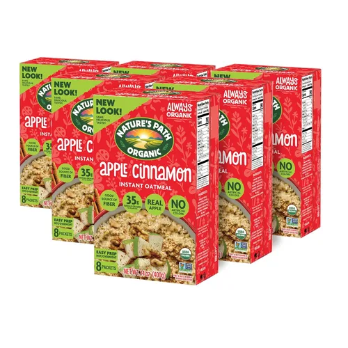 Vista 3 de Nature's Path Avena Instantánea Orgánica de Manzana y Canela, 14 oz (Paquete de 6), Sin OGM