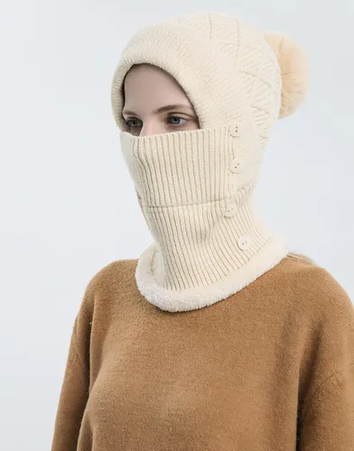 Vista 6 de Pasamontañas para mujer, visera de una sola pieza, gorro de cráneo, bufanda de cuello, bufanda de esquí, nieve, invierno, gorro de forro polar