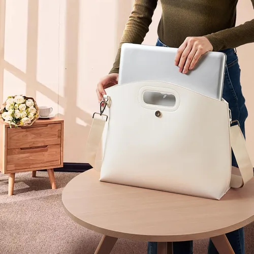 Vista 3 de KALIDI Bolso de Mensajero de 16 Pulgadas, Elegante, de Cuero Vegano, Maletín Bandolera, para Laptop de 15.6 Pulgadas, Bolso de Negocios, Trabajo