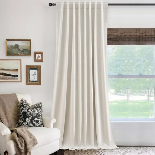 Vista 10 de Jowels - Cortinas opacas con pestaña trasera color beige cálido de 84 pulgadas de largo, 2 paneles para sala de estar y dormitorio, color beige