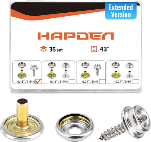 Vista 11 de Hapden - Kit de 105 piezas de broches de presión extendidos para lonas, broches resistentes, de acero inoxidable para tela, cubierta de barco