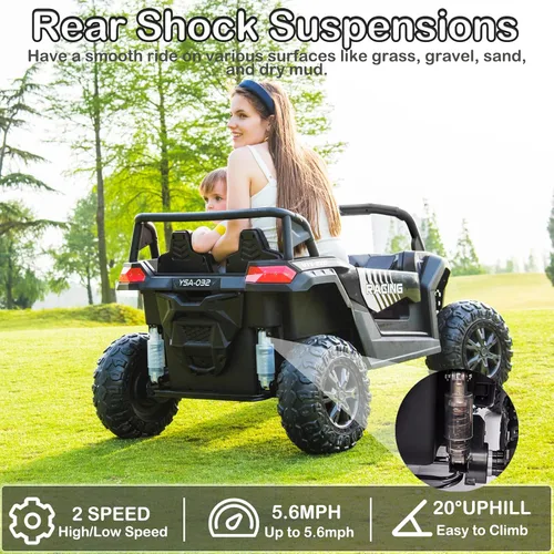 Vista 4 de NEWQIDA Juguetes de paseo XXXL de 24 V para niños grandes, UTV de 2 plazas con control remoto, 4WD todoterreno lado a lado, máximo 220 libras
