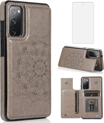 Vista 10 de Asuwish Funda compatible con Samsung Galaxy S20 FE y protector de pantalla de vidrio templado, ranura para tarjetero, función atril, cubierta