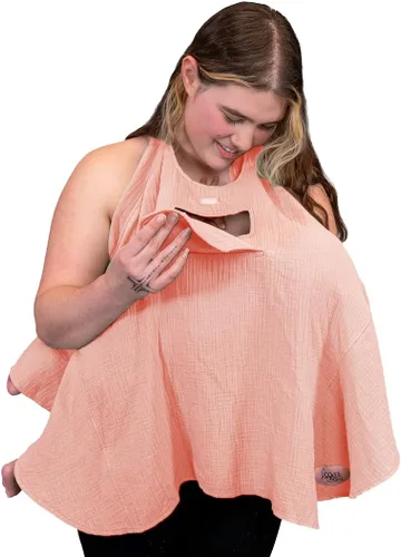 Vista 10 de Funda de lactancia de muselina para lactancia materna del bebé, ventana Peekaboo -100% algodón transpirable, chal de lactancia de privacidad