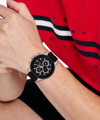 Vista 4 de Tommy Hilfiger Reloj deportivo grande para hombre Movimiento de cuarzo multifunción Resistente al agua Inspirado en carreras