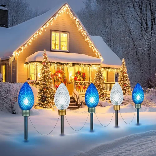 Vista 20 de Strawberry Jumbo C9 Luces de Camino de Navidad para Exteriores - 8.5 Pies 5 Luces LED C9 de Navidad, Luces C7 Cubiertas Jumbo Multicolor Luces