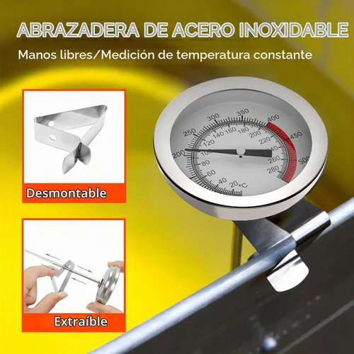 Vista 3 de Termómetro para Dulces con Clip para Olla y Sonda de 8 Pulgadas de Longitud - Mejor Termómetro de Aceite para Freír, Termómetro para Dulces