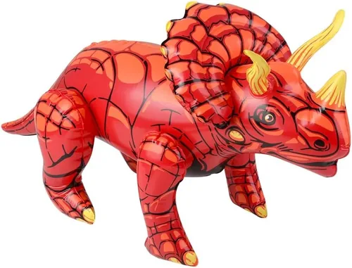 Vista 8 de Surtido inflable de dinosaurios coloridos (alrededor de 24 pulgadas) de Apatosaurio inflable para fiesta, pterodáctilo, raptor, T-Rex, triceratops