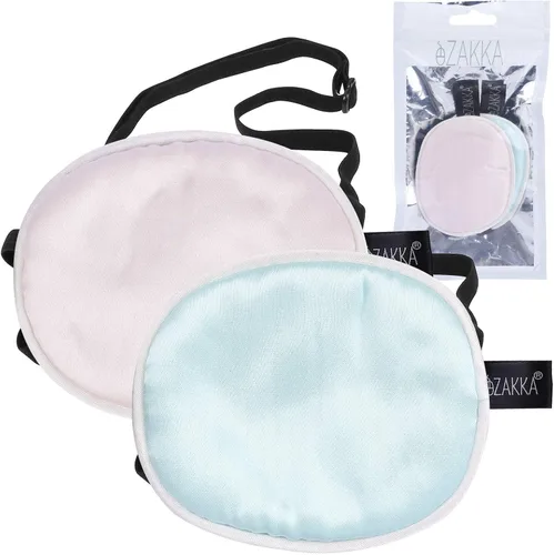 Vista 9 de eZAKKA 2 piezas de parche de seda para ojos médicos para mujeres adultas, parche elástico perezoso ajustable individual con correa elástica