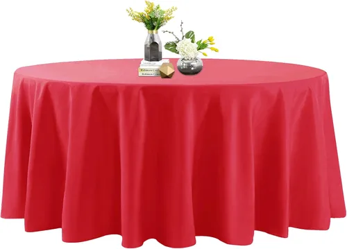 Vista 93 de Mantel de poliéster lavable de 132 pulgadas, resistente a las manchas y a las arrugas, mantel decorativo para mesa de comedor, fiestas de bufé