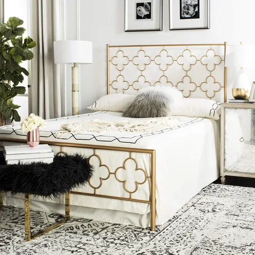 Vista 2 de Safavieh Home Morris - Cama marroquí de oro antiguo, tamaño matrimonial Dorado antiguo