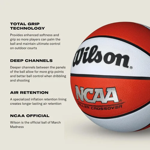 Vista 3 de Wilson NCAA Killer Crossover – Balón de baloncesto para exteriores - 29.5 pulgadas, 28.5 pulgadas, 27.5 pulgadas