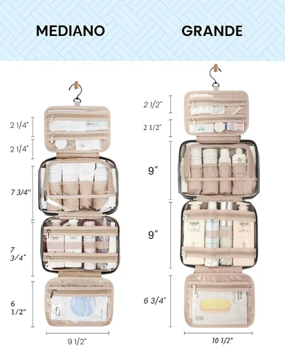 Vista 5 de BAGSMART Neceser de viaje colgante con organizador de maquillaje aprobado por la TSA, bolsa cosmética transparente para artículos de aseo personal
