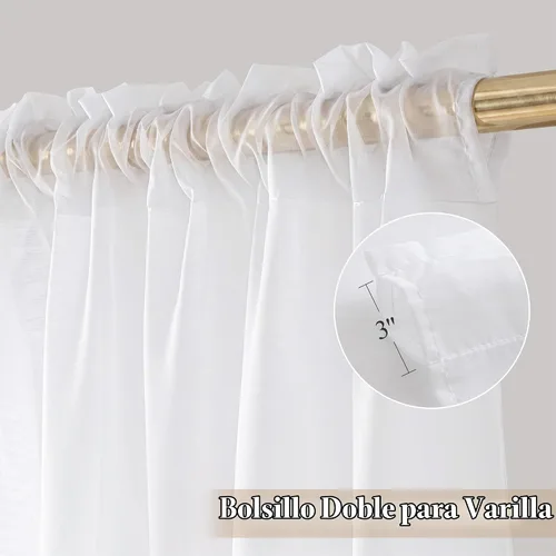 Vista 3 de PONY DANCE 4 paneles de cortinas traslúcidas blancas de 96 pulgadas de Blanco
