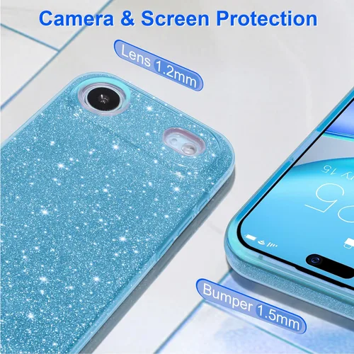 Vista 3 de MATEPROX - Funda compatible con iPhone Air de 6.5' [2025], carcasa protectora de 3 capas con purpurina brillante y tendencia, anti-arañazos y a