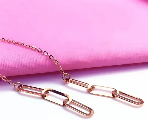 Vista 2 de SAGEKING 2024 New 585 Purple Gold Glossy Chain Ear Line Fashion Punk Style Earrings For Women Exquisite 14K Rose Gold Party Jewelry For Girlfriend