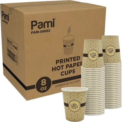 Vista 12 de PAMI Vasos de papel para café caliente de 8 onzas, [Paquete de 50], desechables, para llevar para bebidas calientes, vasos de papel de un solo uso