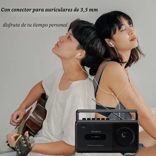 Vista 5 de G Keni Grabador portátil de cinta de casete, reproductor de casete de radio AM/FM con altavoz integrado, conector para auriculares, reproductor