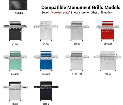 Vista 2 de Monument Grills 9.45" x 17.7" 96333 Placa de cocción reversible de hierro fundido para Monument Denali 405, Denali 425, 35633, 24633, 24367