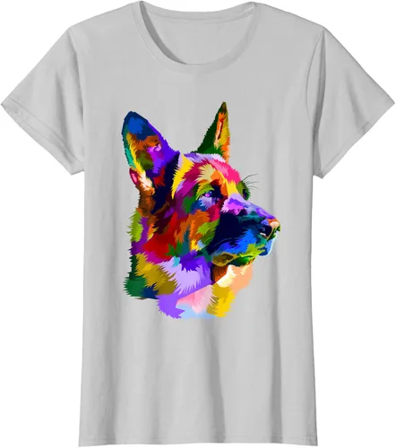 Vista 20 de Camiseta con retrato de pastor alemán para dueños de perros, Negro, S