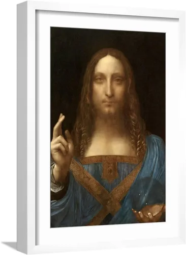 Vista 6 de ART Impresión artística de Salvator Mundi sobre marco negro por Leonardo Da Vinci, 16 x 22 pulgadas
