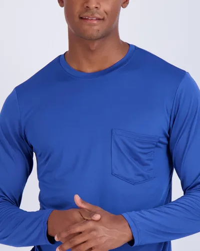 Vista 3 de 4 Pack Men's Dry-Fit Active Athletic Long Sleeve Pocket Crew T-Shirt Outdoors UPF 50 S-5XLT